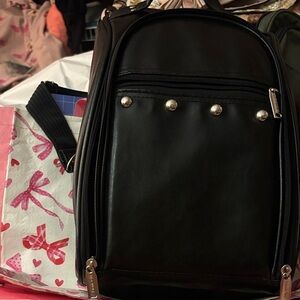 Chic Black Women's Backpack with Silver Accents